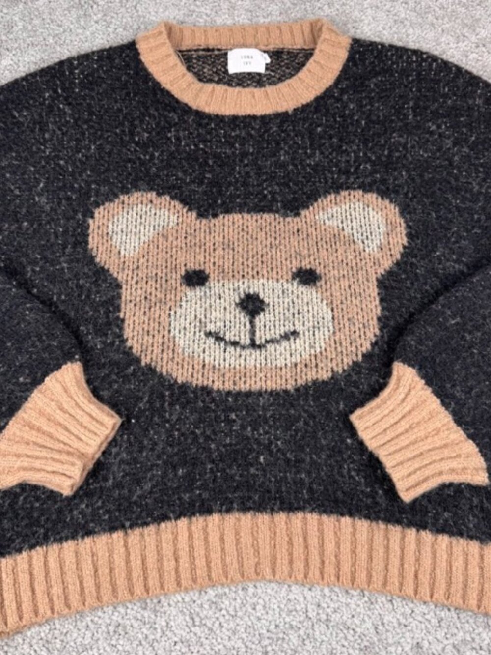 Anthropologie Luna Ivy Puff Sleeve Teddy Bear Oversized Crop Sweater Small